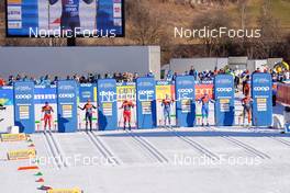 06.01.2023, Val di Fiemme, Italy (ITA): Heidi Weng (NOR), Katharina Hennig (GER), Tiril Udnes Weng (NOR), Anne Kyllonen (FIN), Eva Urevc (SLO), Katherin Stewart-Jones (CAN), (l-r)  - FIS world cup cross-country, tour de ski, individual sprint, Val di Fiemme (ITA). www.nordicfocus.com. © Barbieri/NordicFocus. Every downloaded picture is fee-liable.