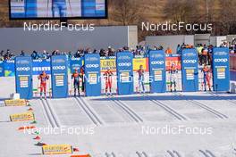 06.01.2023, Val di Fiemme, Italy (ITA): Silje Theodorsen (NOR), Laura Gimmler (GER), Julie Myhre (NOR), Kerttu Niskanen (FIN), Maja Dahlqvist (SWE), Melissa Gal (FRA), (l-r)  - FIS world cup cross-country, tour de ski, individual sprint, Val di Fiemme (ITA). www.nordicfocus.com. © Barbieri/NordicFocus. Every downloaded picture is fee-liable.