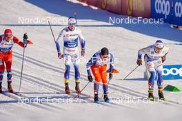 06.01.2023, Val di Fiemme, Italy (ITA): Paal Golberg (NOR), Calle Halfvarsson (SWE), Michal Novak (CZE), Anton Persson (SWE), (l-r)  - FIS world cup cross-country, tour de ski, individual sprint, Val di Fiemme (ITA). www.nordicfocus.com. © Barbieri/NordicFocus. Every downloaded picture is fee-liable.