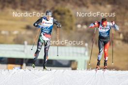 06.01.2023, Val di Fiemme, Italy (ITA): Davide Graz (ITA), Graham Ritchie (CAN), (l-r)  - FIS world cup cross-country, tour de ski, individual sprint, Val di Fiemme (ITA). www.nordicfocus.com. © Modica/NordicFocus. Every downloaded picture is fee-liable.