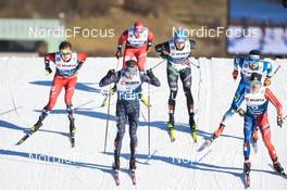 06.01.2023, Val di Fiemme, Italy (ITA): Haavard Moseby (NOR), Ben Ogden (USA), Simone Mocellini (ITA), James Clinton Schoonmaker (USA), Renaud Jay (FRA), (l-r)  - FIS world cup cross-country, tour de ski, individual sprint, Val di Fiemme (ITA). www.nordicfocus.com. © Modica/NordicFocus. Every downloaded picture is fee-liable.