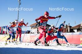 06.01.2023, Val di Fiemme, Italy (ITA): Mathilde Myhrvold (NOR), Tereza Beranova (CZE), Kerttu Niskanen (FIN), Anna Dyvik (SWE), (l-r)  - FIS world cup cross-country, tour de ski, individual sprint, Val di Fiemme (ITA). www.nordicfocus.com. © Modica/NordicFocus. Every downloaded picture is fee-liable.