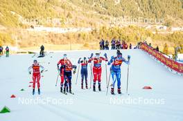 06.01.2023, Val di Fiemme, Italy (ITA): Nadine Faehndrich (SUI), Tiril Udnes Weng (NOR), Katharina Hennig (GER), Rosie Brennan (USA), Lotta Udnes Weng (NOR), Krista Parmakoski (FIN), (l-r)  - FIS world cup cross-country, tour de ski, individual sprint, Val di Fiemme (ITA). www.nordicfocus.com. © Barbieri/NordicFocus. Every downloaded picture is fee-liable.