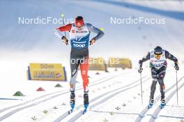 06.01.2023, Val di Fiemme, Italy (ITA): Antoine Cyr (CAN), Francesco De Fabiani (ITA), (l-r)  - FIS world cup cross-country, tour de ski, individual sprint, Val di Fiemme (ITA). www.nordicfocus.com. © Modica/NordicFocus. Every downloaded picture is fee-liable.