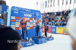 06.01.2023, Val di Fiemme, Italy (ITA): Tiril Udnes Weng (NOR), Lotta Udnes Weng (NOR), Mathilde Myhrvold (NOR), (l-r)  - FIS world cup cross-country, tour de ski, individual sprint, Val di Fiemme (ITA). www.nordicfocus.com. © Barbieri/NordicFocus. Every downloaded picture is fee-liable.