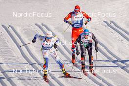 06.01.2023, Val di Fiemme, Italy (ITA): Eric Rosjoe (SWE), Simen Hegstad Krueger (NOR), Federico Pellegrino (ITA), (l-r)  - FIS world cup cross-country, tour de ski, individual sprint, Val di Fiemme (ITA). www.nordicfocus.com. © Barbieri/NordicFocus. Every downloaded picture is fee-liable.