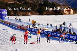 06.01.2023, Val di Fiemme, Italy (ITA): Lisa Unterweger (AUT), Nadine Faehndrich (SUI), Frida Karlsson (SWE), Rosie Brennan (USA), (l-r)  - FIS world cup cross-country, tour de ski, individual sprint, Val di Fiemme (ITA). www.nordicfocus.com. © Barbieri/NordicFocus. Every downloaded picture is fee-liable.