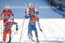 06.01.2023, Val di Fiemme, Italy (ITA): Astrid Oeyre Slind (NOR), Tereza Beranova (CZE), Kerttu Niskanen (FIN), (l-r)  - FIS world cup cross-country, tour de ski, individual sprint, Val di Fiemme (ITA). www.nordicfocus.com. © Modica/NordicFocus. Every downloaded picture is fee-liable.