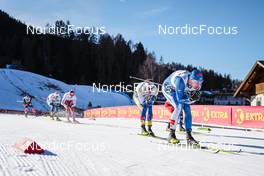 06.01.2023, Val di Fiemme, Italy (ITA): Johan Haeggstroem (SWE), Perttu Hyvarinen (FIN), (l-r)  - FIS world cup cross-country, tour de ski, individual sprint, Val di Fiemme (ITA). www.nordicfocus.com. © Barbieri/NordicFocus. Every downloaded picture is fee-liable.
