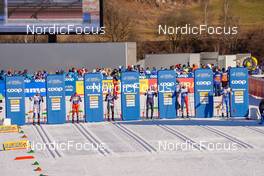 06.01.2023, Val di Fiemme, Italy (ITA): Eric Rosjoe (SWE), Simen Hegstad Krueger (NOR), Federico Pellegrino (ITA), James Clinton Schoonmaker (USA), Lucas Chanavat (FRA), Markus Vuorela (FIN), (l-r)  - FIS world cup cross-country, tour de ski, individual sprint, Val di Fiemme (ITA). www.nordicfocus.com. © Barbieri/NordicFocus. Every downloaded picture is fee-liable.