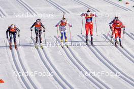 06.01.2023, Val di Fiemme, Italy (ITA): Pia Fink (GER), Caterina Ganz (ITA), Anna Dyvik (SWE), Lotta Udnes Weng (NOR), Mathilde Myhrvold (NOR), Katerina Janatova (CZE), (l-r)  - FIS world cup cross-country, tour de ski, individual sprint, Val di Fiemme (ITA). www.nordicfocus.com. © Barbieri/NordicFocus. Every downloaded picture is fee-liable.