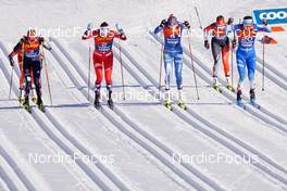 06.01.2023, Val di Fiemme, Italy (ITA): Katharina Hennig (GER), Tiril Udnes Weng (NOR), Anne Kyllonen (FIN), Katherin Stewart-Jones (CAN), Eva Urevc (SLO), (l-r)  - FIS world cup cross-country, tour de ski, individual sprint, Val di Fiemme (ITA). www.nordicfocus.com. © Barbieri/NordicFocus. Every downloaded picture is fee-liable.
