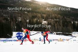 07.01.2023, Val di Fiemme, Italy (ITA): Hugo Lapalus (FRA), Jules Chappaz (FRA), (l-r)  - FIS world cup cross-country, tour de ski, mass, Val di Fiemme (ITA). www.nordicfocus.com. © Modica/NordicFocus. Every downloaded picture is fee-liable.