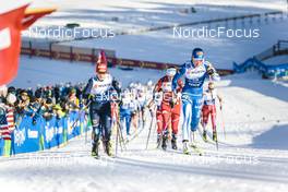 07.01.2023, Val di Fiemme, Italy (ITA): Katharina Hennig (GER), Kerttu Niskanen (FIN) leading the group (l-r)  - FIS world cup cross-country, tour de ski, mass, Val di Fiemme (ITA). www.nordicfocus.com. © Modica/NordicFocus. Every downloaded picture is fee-liable.