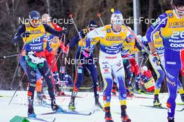 07.01.2023, Val di Fiemme, Italy (ITA): Francesco De Fabiani (ITA), Calle Halfvarsson (SWE), (l-r)  - FIS world cup cross-country, tour de ski, mass, Val di Fiemme (ITA). www.nordicfocus.com. © Barbieri/NordicFocus. Every downloaded picture is fee-liable.