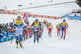 07.01.2023, Val di Fiemme, Italy (ITA): Francesco De Fabiani (ITA), Hugo Lapalus (FRA), (l-r)  - FIS world cup cross-country, tour de ski, mass, Val di Fiemme (ITA). www.nordicfocus.com. © Modica/NordicFocus. Every downloaded picture is fee-liable.