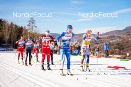07.01.2023, Val di Fiemme, Italy (ITA): Rosie Brennan (USA), Tiril Udnes Weng (NOR), Kerttu Niskanen (FIN), Katharina Hennig (GER), Frida Karlsson (SWE), (l-r)  - FIS world cup cross-country, tour de ski, mass, Val di Fiemme (ITA). www.nordicfocus.com. © Barbieri/NordicFocus. Every downloaded picture is fee-liable.