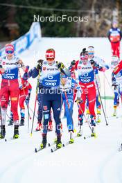 07.01.2023, Val di Fiemme, Italy (ITA): Teresa Stadlober (AUT), Katharina Hennig (GER), Heidi Weng (NOR), (l-r)  - FIS world cup cross-country, tour de ski, mass, Val di Fiemme (ITA). www.nordicfocus.com. © Barbieri/NordicFocus. Every downloaded picture is fee-liable.