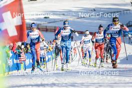 07.01.2023, Val di Fiemme, Italy (ITA): Delphine Claudel (FRA), Anne Kyllonen (FIN), Heidi Weng (NOR), Juliette Ducordeau (FRA), (l-r)  - FIS world cup cross-country, tour de ski, mass, Val di Fiemme (ITA). www.nordicfocus.com. © Modica/NordicFocus. Every downloaded picture is fee-liable.