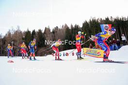07.01.2023, Val di Fiemme, Italy (ITA): Clement Parisse (FRA), Paal Golberg (NOR), Andrew Musgrave (GBR), Cyril Faehndrich (SUI), Haavard Moseby (NOR), Hugo Lapalus (FRA), (l-r)  - FIS world cup cross-country, tour de ski, mass, Val di Fiemme (ITA). www.nordicfocus.com. © Barbieri/NordicFocus. Every downloaded picture is fee-liable.