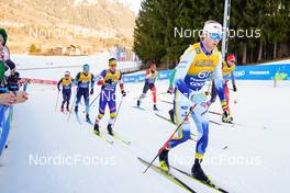 07.01.2023, Val di Fiemme, Italy (ITA): Imanol Rojo (ESP), Ireneu Esteve Altimiras (AND), Russell Kennedy (CAN), Oskar Svensson (SWE), Samuel Gary Hendry (CAN), (l-r)  - FIS world cup cross-country, tour de ski, mass, Val di Fiemme (ITA). www.nordicfocus.com. © Barbieri/NordicFocus. Every downloaded picture is fee-liable.
