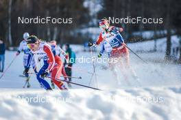 07.01.2023, Val di Fiemme, Italy (ITA): Juliette Ducordeau (FRA), Heidi Weng (NOR), (l-r)  - FIS world cup cross-country, tour de ski, mass, Val di Fiemme (ITA). www.nordicfocus.com. © Modica/NordicFocus. Every downloaded picture is fee-liable.