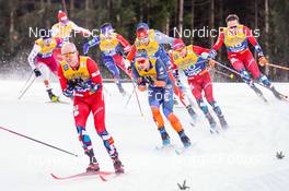 07.01.2023, Val di Fiemme, Italy (ITA): Paal Golberg (NOR), Simen Hegstad Krueger (NOR), Sjur Roethe (NOR), (l-r)  - FIS world cup cross-country, tour de ski, mass, Val di Fiemme (ITA). www.nordicfocus.com. © Barbieri/NordicFocus. Every downloaded picture is fee-liable.