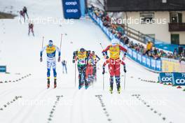 07.01.2023, Val di Fiemme, Italy (ITA): Calle Halfvarsson (SWE), Francesco De Fabiani (ITA), (l-r)  - FIS world cup cross-country, tour de ski, mass, Val di Fiemme (ITA). www.nordicfocus.com. © Modica/NordicFocus. Every downloaded picture is fee-liable.
