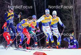 07.01.2023, Val di Fiemme, Italy (ITA): Friedrich Moch (GER), Hugo Lapalus (FRA), Calle Halfvarsson (SWE), William Poromaa (SWE), (l-r)  - FIS world cup cross-country, tour de ski, mass, Val di Fiemme (ITA). www.nordicfocus.com. © Barbieri/NordicFocus. Every downloaded picture is fee-liable.