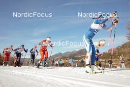 07.01.2023, Val di Fiemme, Italy (ITA): Astrid Oeyre Slind (NOR), Rosie Brennan (USA), Katharina Hennig (GER), Tiril Udnes Weng (NOR), Kerttu Niskanen (FIN), Frida Karlsson (SWE), (l-r)  - FIS world cup cross-country, tour de ski, mass, Val di Fiemme (ITA). www.nordicfocus.com. © Barbieri/NordicFocus. Every downloaded picture is fee-liable.