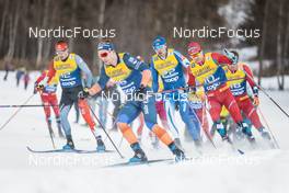 07.01.2023, Val di Fiemme, Italy (ITA): Antoine Cyr (CAN), Andrew Musgrave (GBR), Sjur Roethe (NOR), (l-r)  - FIS world cup cross-country, tour de ski, mass, Val di Fiemme (ITA). www.nordicfocus.com. © Modica/NordicFocus. Every downloaded picture is fee-liable.