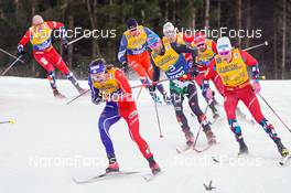07.01.2023, Val di Fiemme, Italy (ITA): Hugo Lapalus (FRA), Federico Pellegrino (ITA), Johannes Hoesflot Klaebo (NOR), Hans Christer Holund (NOR), (l-r)  - FIS world cup cross-country, tour de ski, mass, Val di Fiemme (ITA). www.nordicfocus.com. © Barbieri/NordicFocus. Every downloaded picture is fee-liable.