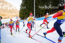 07.01.2023, Val di Fiemme, Italy (ITA): Roman Furger (SUI), Francesco De Fabiani (ITA), Cyril Faehndrich (SUI), (l-r)  - FIS world cup cross-country, tour de ski, mass, Val di Fiemme (ITA). www.nordicfocus.com. © Barbieri/NordicFocus. Every downloaded picture is fee-liable.