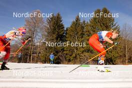 07.01.2023, Val di Fiemme, Italy (ITA): Teresa Stadlober (AUT), Astrid Oeyre Slind (NOR), (l-r)  - FIS world cup cross-country, tour de ski, mass, Val di Fiemme (ITA). www.nordicfocus.com. © Barbieri/NordicFocus. Every downloaded picture is fee-liable.
