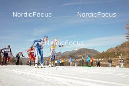 07.01.2023, Val di Fiemme, Italy (ITA): Rosie Brennan (USA), Tiril Udnes Weng (NOR), Kerttu Niskanen (FIN), Frida Karlsson (SWE), (l-r)  - FIS world cup cross-country, tour de ski, mass, Val di Fiemme (ITA). www.nordicfocus.com. © Barbieri/NordicFocus. Every downloaded picture is fee-liable.