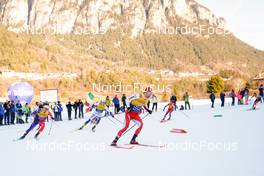 07.01.2023, Val di Fiemme, Italy (ITA): Clement Parisse (FRA), William Poromaa (SWE), Beda Klee (SUI), (l-r)  - FIS world cup cross-country, tour de ski, mass, Val di Fiemme (ITA). www.nordicfocus.com. © Barbieri/NordicFocus. Every downloaded picture is fee-liable.