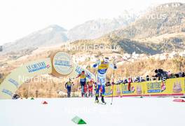 07.01.2023, Val di Fiemme, Italy (ITA): Olivier Leveille (CAN), Oskar Svensson (SWE), (l-r)  - FIS world cup cross-country, tour de ski, mass, Val di Fiemme (ITA). www.nordicfocus.com. © Barbieri/NordicFocus. Every downloaded picture is fee-liable.