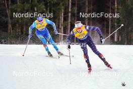 07.01.2023, Val di Fiemme, Italy (ITA): Vitaliy Pukhkalo (KAZ), Gus Schumacher (USA), (l-r)  - FIS world cup cross-country, tour de ski, mass, Val di Fiemme (ITA). www.nordicfocus.com. © Barbieri/NordicFocus. Every downloaded picture is fee-liable.