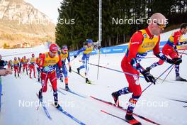 07.01.2023, Val di Fiemme, Italy (ITA): Sjur Roethe (NOR), Andrew Musgrave (GBR), Perttu Hyvarinen (FIN), Paal Golberg (NOR), (l-r)  - FIS world cup cross-country, tour de ski, mass, Val di Fiemme (ITA). www.nordicfocus.com. © Barbieri/NordicFocus. Every downloaded picture is fee-liable.