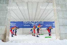 07.01.2023, Val di Fiemme, Italy (ITA): Sjur Roethe (NOR), Federico Pellegrino (ITA), Simen Hegstad Krueger (NOR), (l-r)  - FIS world cup cross-country, tour de ski, mass, Val di Fiemme (ITA). www.nordicfocus.com. © Barbieri/NordicFocus. Every downloaded picture is fee-liable.