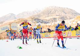 07.01.2023, Val di Fiemme, Italy (ITA): Paal Golberg (NOR), William Poromaa (SWE), Michal Novak (CZE), (l-r)  - FIS world cup cross-country, tour de ski, mass, Val di Fiemme (ITA). www.nordicfocus.com. © Barbieri/NordicFocus. Every downloaded picture is fee-liable.