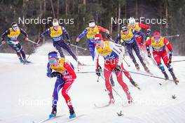 07.01.2023, Val di Fiemme, Italy (ITA): Clement Parisse (FRA), Cyril Faehndrich (SUI), Scott Patterson (USA), Sindre Bjoernestad Skar (NOR), (l-r)  - FIS world cup cross-country, tour de ski, mass, Val di Fiemme (ITA). www.nordicfocus.com. © Barbieri/NordicFocus. Every downloaded picture is fee-liable.