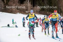 07.01.2023, Val di Fiemme, Italy (ITA): Federico Pellegrino (ITA), Antoine Cyr (CAN), (l-r)  - FIS world cup cross-country, tour de ski, mass, Val di Fiemme (ITA). www.nordicfocus.com. © Modica/NordicFocus. Every downloaded picture is fee-liable.