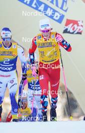 07.01.2023, Val di Fiemme, Italy (ITA): Calle Halfvarsson (SWE), Johannes Hoesflot Klaebo (NOR), (l-r)  - FIS world cup cross-country, tour de ski, mass, Val di Fiemme (ITA). www.nordicfocus.com. © Barbieri/NordicFocus. Every downloaded picture is fee-liable.
