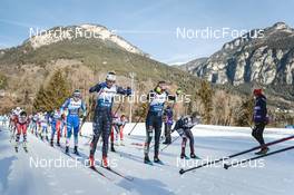 07.01.2023, Val di Fiemme, Italy (ITA): Eva Urevc (SLO), Julia Kern (USA), Laura Gimmler (GER), Jessie Diggins (USA), (l-r)  - FIS world cup cross-country, tour de ski, mass, Val di Fiemme (ITA). www.nordicfocus.com. © Modica/NordicFocus. Every downloaded picture is fee-liable.