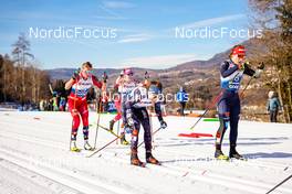 07.01.2023, Val di Fiemme, Italy (ITA): Astrid Oeyre Slind (NOR), Rosie Brennan (USA), Katharina Hennig (GER), (l-r)  - FIS world cup cross-country, tour de ski, mass, Val di Fiemme (ITA). www.nordicfocus.com. © Barbieri/NordicFocus. Every downloaded picture is fee-liable.