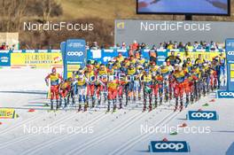 07.01.2023, Val di Fiemme, Italy (ITA): Start of mens race - FIS world cup cross-country, tour de ski, mass, Val di Fiemme (ITA). www.nordicfocus.com. © Modica/NordicFocus. Every downloaded picture is fee-liable.