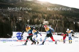 07.01.2023, Val di Fiemme, Italy (ITA): Francesco De Fabiani (ITA), Antoine Cyr (CAN), Calle Halfvarsson (SWE), (l-r)  - FIS world cup cross-country, tour de ski, mass, Val di Fiemme (ITA). www.nordicfocus.com. © Modica/NordicFocus. Every downloaded picture is fee-liable.