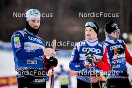 05.01.2023, Val di Fiemme, Italy (ITA): Renaud Jay (FRA), Lucas Chanavat (FRA), Theo Schely (FRA), (l-r)  - FIS world cup cross-country, tour de ski, training, Val di Fiemme (ITA). www.nordicfocus.com. © Modica/NordicFocus. Every downloaded picture is fee-liable.