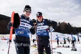 05.01.2023, Val di Fiemme, Italy (ITA): Zak Ketterson (USA), Gus Schumacher (USA), (l-r)  - FIS world cup cross-country, tour de ski, training, Val di Fiemme (ITA). www.nordicfocus.com. © Modica/NordicFocus. Every downloaded picture is fee-liable.